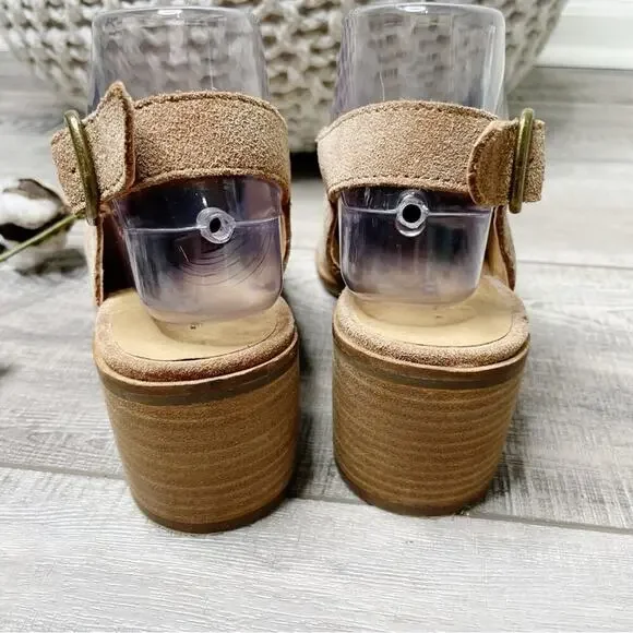 Lucky Brand Lideton Perforated Slingback Suede Shootie Booties Tan Size 7M - Picture 6 of 7